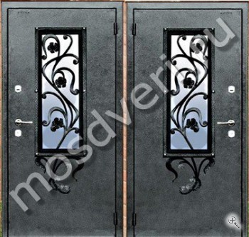 Дверь с порошковым напылением, кованными элементами и стеклопакетом - купить от производителя Мосдвери Дверь с порошковым напылением, кованными элементами и стеклопакетом